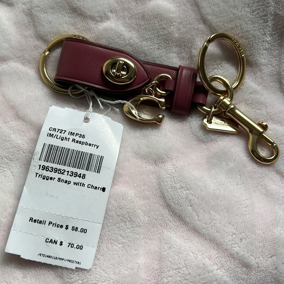 Coach Light Raspberry Trigger Snap with Charms Key Ring - Picture 1 of 7